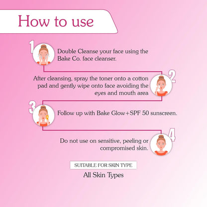 BAKE 5% Niacinamide Toner For Combination & Oily Skin | Targets Acne Marks, Oil Production & Enlarged Pores for Glowing Skin | Alcohol Free Toner for Women & Men | 100ml (Unscented)