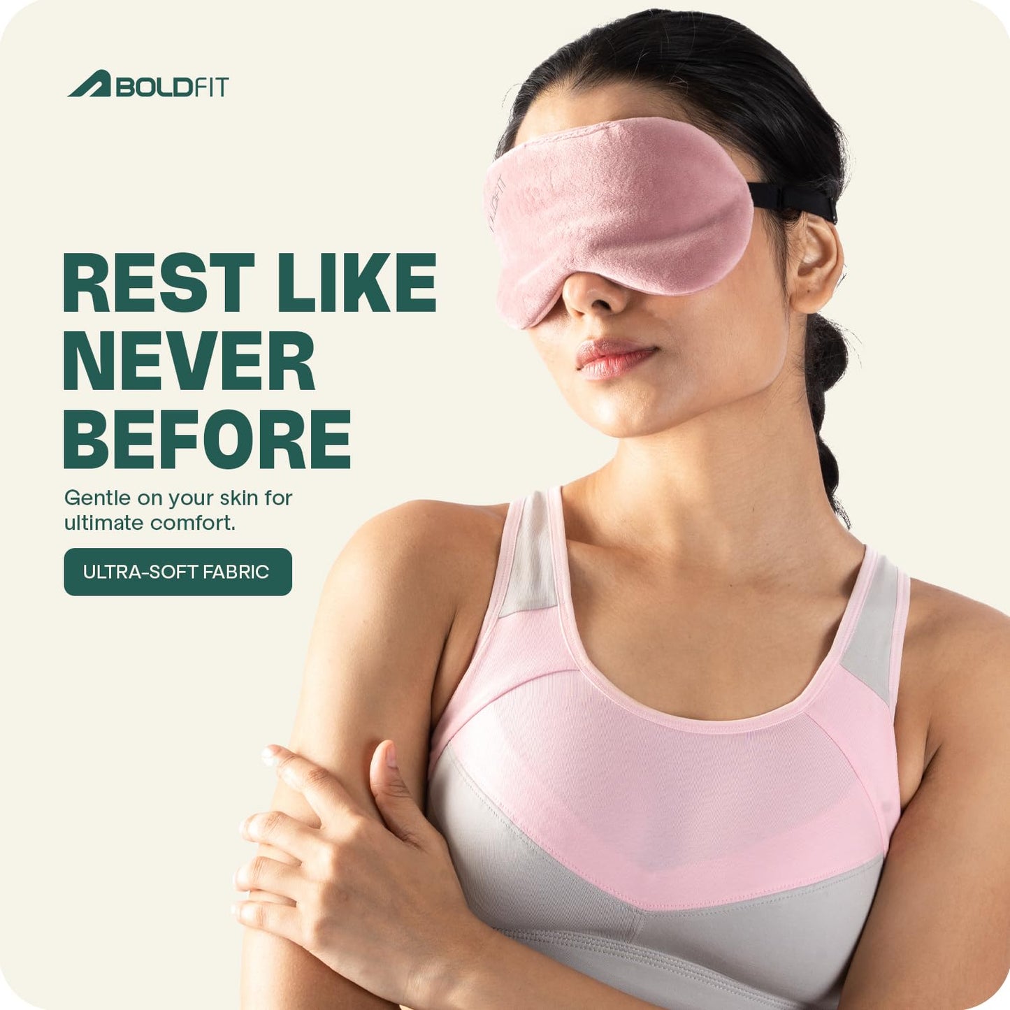 Boldfit Eye Mask for Sleeping with Adjustable Strap Super Soft Sleeping Mask Blind Fold for Comfortable Sleep Travelling Sleep Mask Pad for Girls Sleeping Eye Mask Blind Folds for Sleeping - Pink