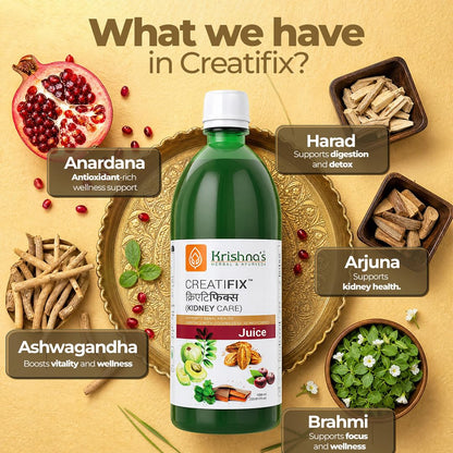 Krishna's Creatifix Juice – 1000 ml | For Healthy Kidneys & Renal Support | Enriched with 30 Ayurvedic Herbs | Supports Kidney Care & Detox | Herbal & Ayurveda Formula