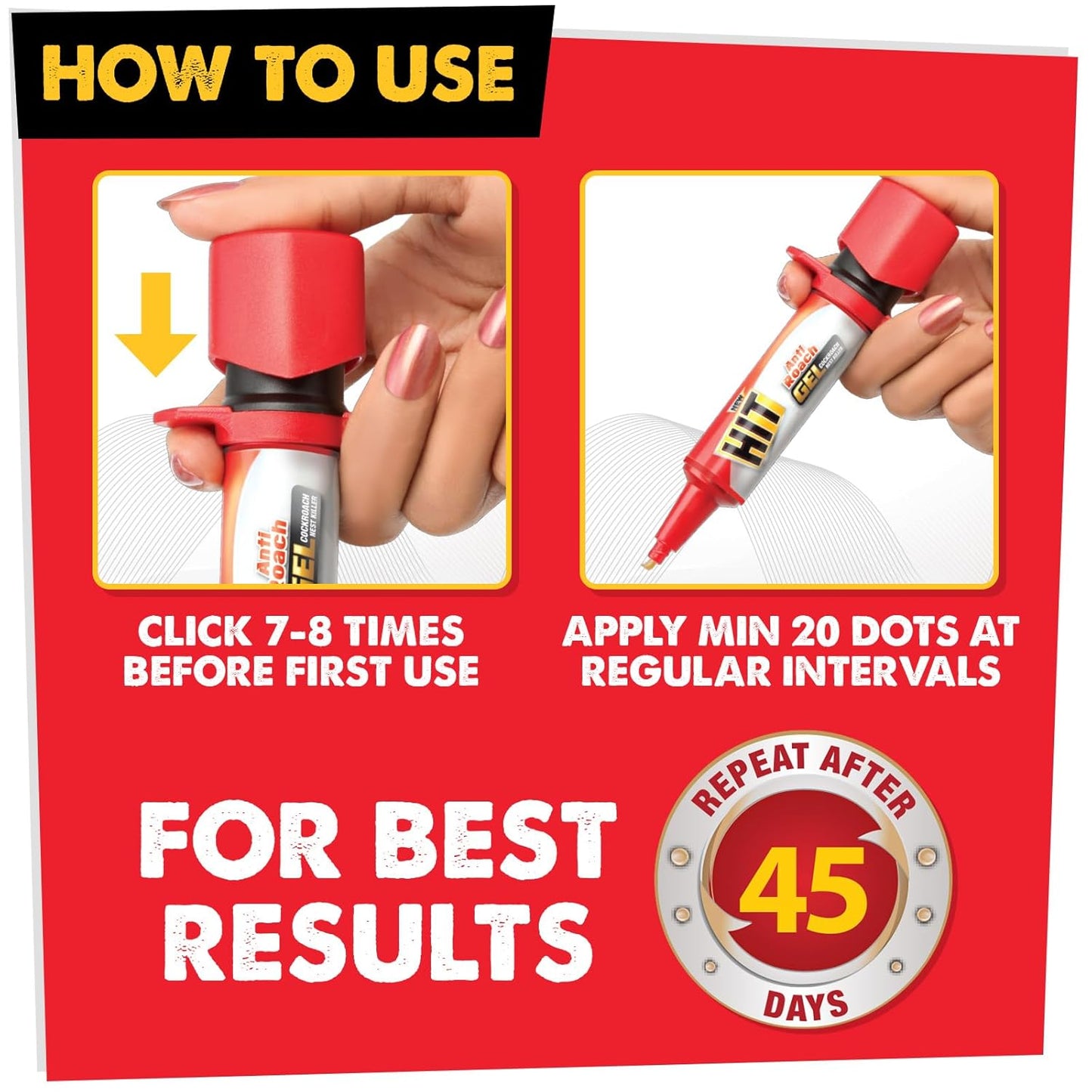 Hit Anti Roach Gel - Cockroach Killer (20G) | Kitchen Safe | Odourless | Fast And Convenient