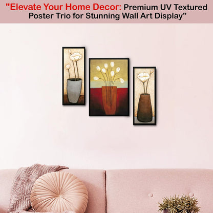 Wall Painting Frames For decor, Pictures Frame For Living Room, Home Decoration, Bedroom, Set of 3, 1pc- 23 x 30 cm, 2pc- 12.5 x 30 cm (Design 11)
