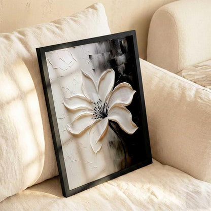 Modern Art Wall Painting Black&White flower Home Decoration With Frame For Living Room Bed Room Hotel Wall Decor Digital Reprint Engineered Wood (13X17 INCH)