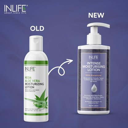 INLIFE Intense Moisturizing Lotion for Dry Skin | Shea Butter Body Lotion | Face, Body | Ultra Hydrating Moisturizer | Bottle with Pump - 250ml