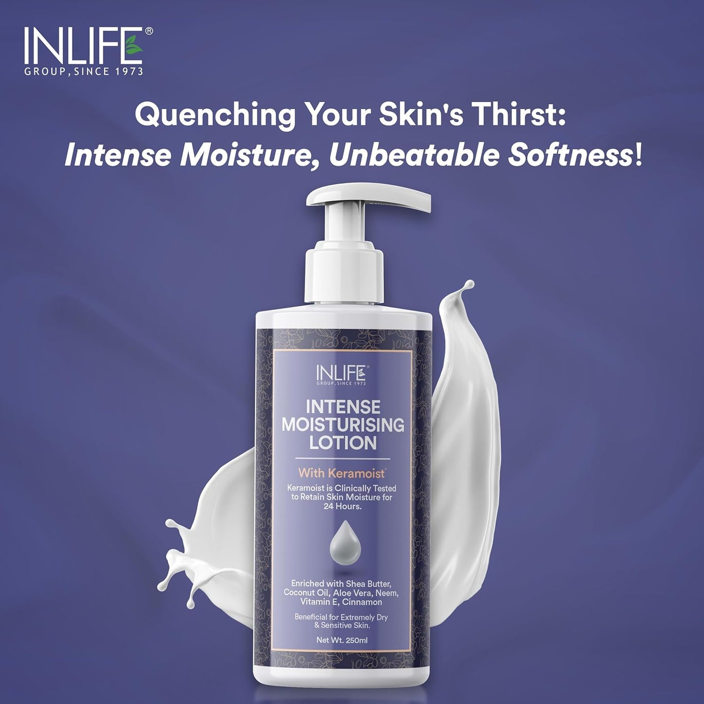 INLIFE Intense Moisturizing Lotion for Dry Skin | Shea Butter Body Lotion | Face, Body | Ultra Hydrating Moisturizer | Bottle with Pump - 250ml
