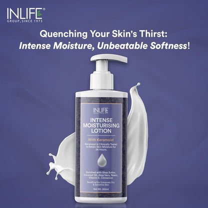 INLIFE Intense Moisturizing Lotion for Dry Skin | Shea Butter Body Lotion | Face, Body | Ultra Hydrating Moisturizer | Bottle with Pump - 250ml