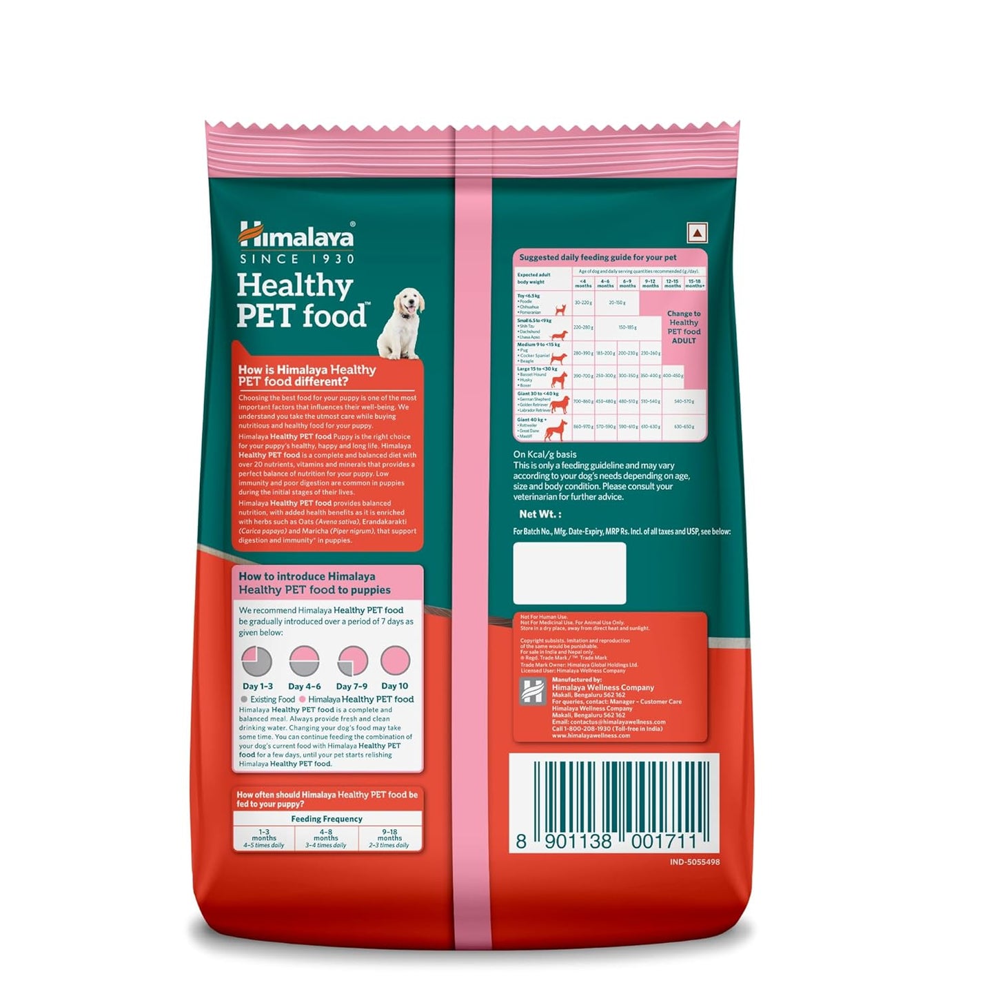 Himalaya Healthy PET Food for Puppies | Chicken & Milk | 1.2kg | Complete & Balanced Nutrition with Black Pepper, Oats & Papaya