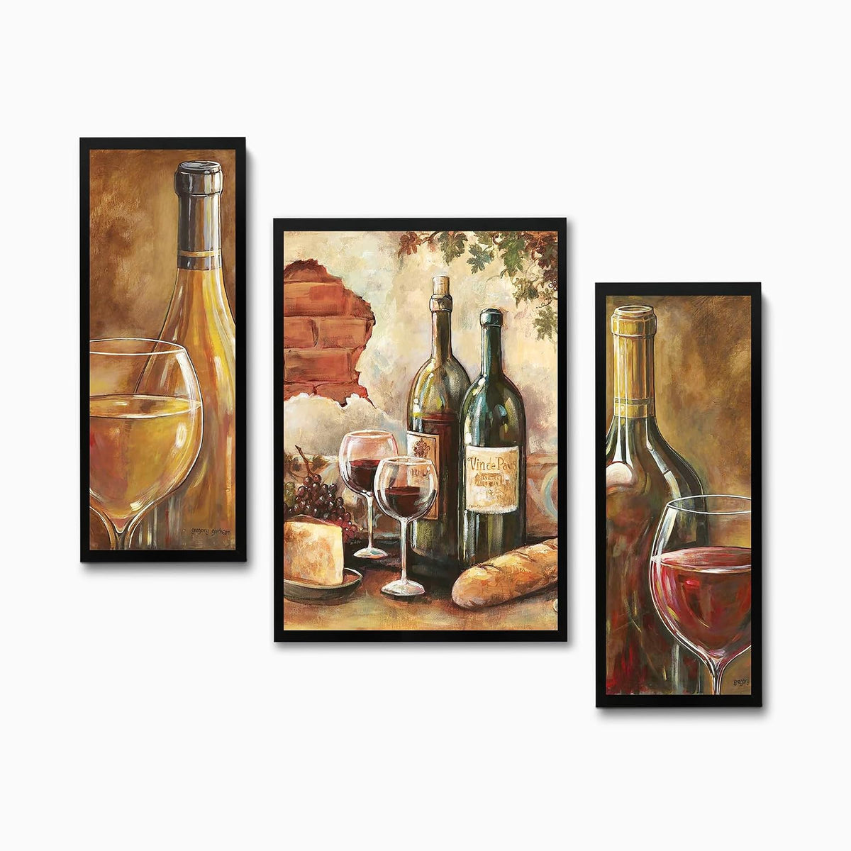 Wall Painting Frames For decor, Pictures Frame For Living Room, Home Decoration, Bedroom, Set of 3, 1pc- 23 x 30 cm, 2pc- 12.5 x 30 cm (Design 8)