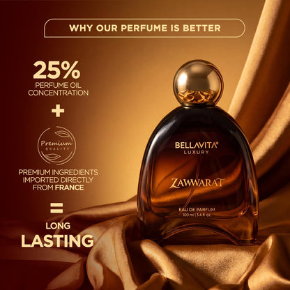 BELLAVITA ZAWWARAT | Dubai Crafted | Perfume For Man | 100ml | 25% Perfume Oil Concentration | Bergamot, Coffee, Tonka & Musk | Premium Long Lasting Fragnance