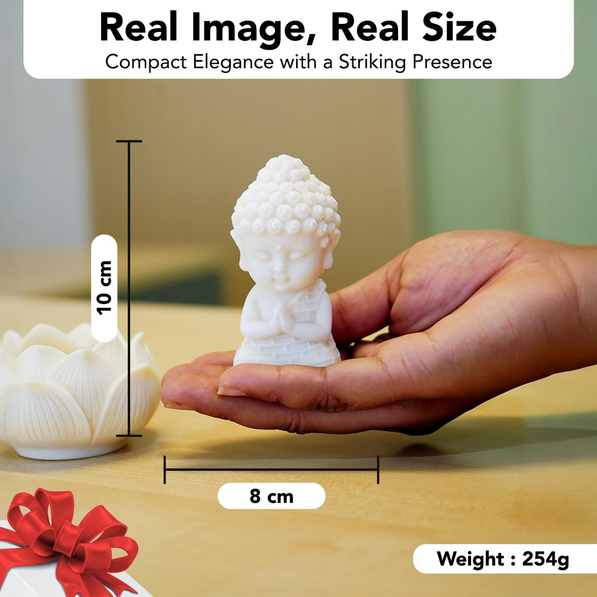 Nostrae Buddha with Lotus Show Pieces for Home Decor Living Room Decor Items | Cute Showpieces Gift Item for Decoration | Serene Center Table Tv Showcase Office Interior Statue Figurines