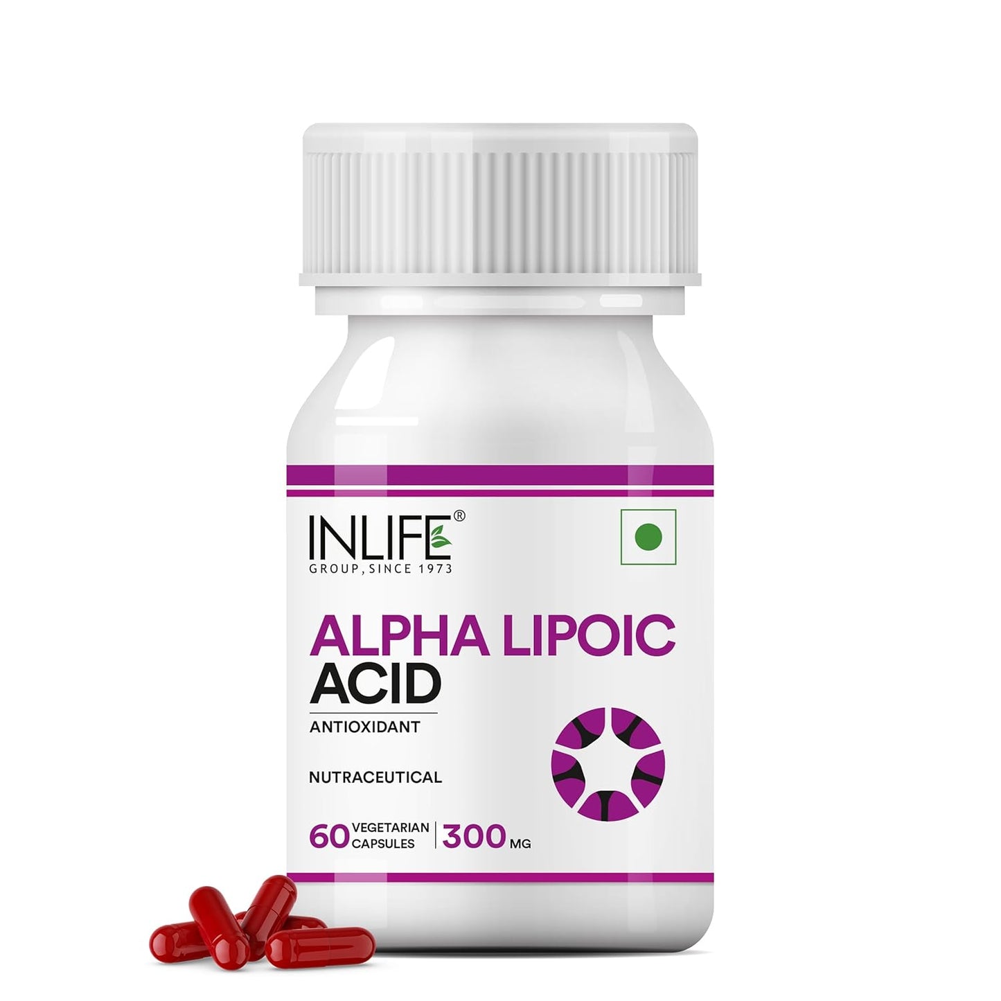 INLIFE Alpha Lipoic Acid 300mg | Universal Antioxidant | ALA Supplement - 60 Vegetarian Capsules (Pack of 1, 60)