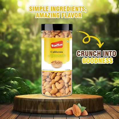 YUM YUM Pure California Almonds/Badam Whole, 250g, Real Nuts, High in Fiber, Badam Giri, Rich in Protein, Magnesium, Phosphorus and Dietary Fibre, Nuts & Dry Fruits