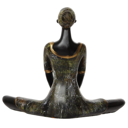 Grey Black Resin Lady in Butterfly Yoga Pose | Yoga Woman Statue Showpiece for Home Decor Living Room Bedroom Office Yoga Studio | Womens Day Gift for Ladies | Birthday Gift for Women