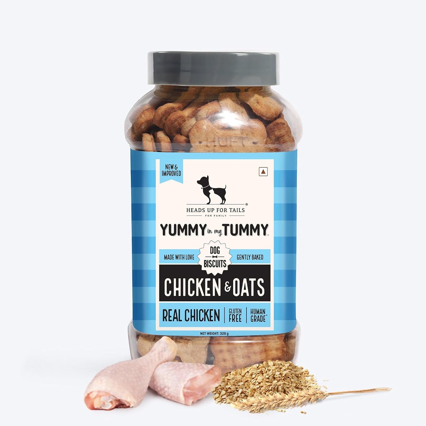 Yummy in My Tummy by HUFT Chicken & Oats Dog Biscuits – 800 gm | Crunchy & Healthy Treats for Puppies (2+ Months) & Adult Dogs | High-Protein Snack | Ideal Training Treat for All Breeds Dogs