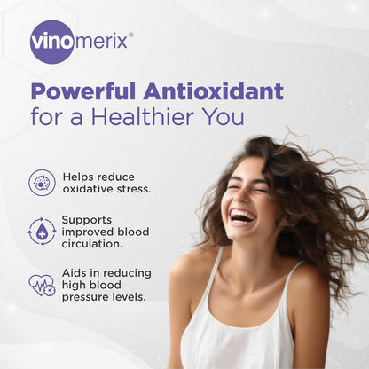Antioxidant, Grape seed extract | Helps in reducing blood pressure, oxidative stress and improve blood circulation | No Paraben | 600 mg - 60 Veg Capsules