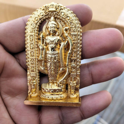 Metal Ram Lalla Idol Ayodhya Golden Metal Shree Ram Lalla Murti Ayodhya Ram Idol for Home Decor, Pooja, Temple Mandir Housewarming Gifts Unique Set of 1 (Height - 2.7 Inch)