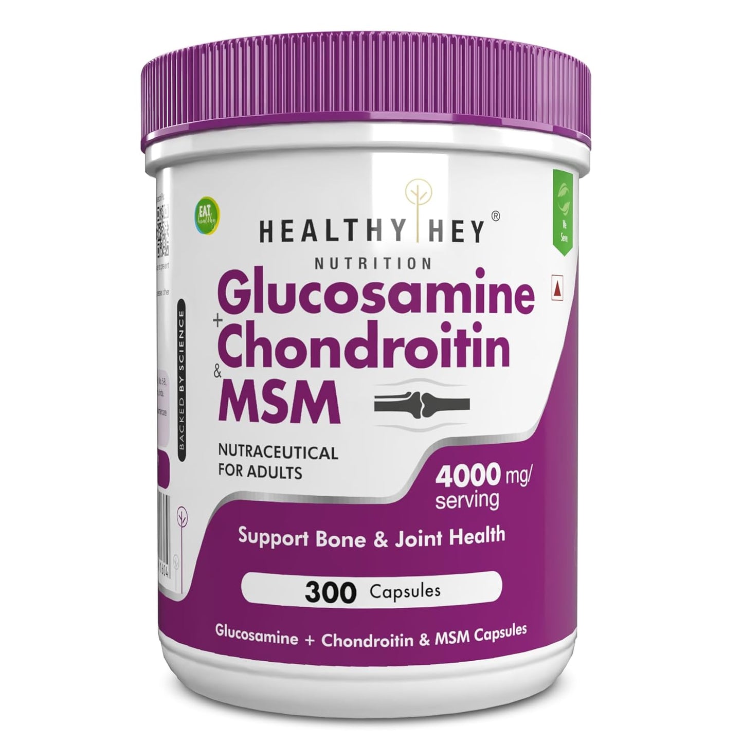 Zephivo HealthyHey Nutrition Double Strength Glucosamine Chondroitin and MSM for Cartilage; Joint and Bone 300 Capsules
