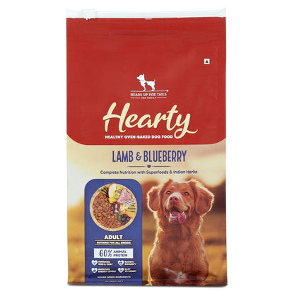 Hearty by HUFT Lamb & Blueberry Dry Dog Food – 250 gm | Adult Dog Food with Superfoods | Oven-Baked Kibble | Complete & Balanced Pet Nutrition | No Artificial Flavours or Fillers