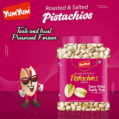YUM YUM Pistachios Roasted & Salted, Pista, 1kg Jar, Rich In Protein, Phosphorus, & Dietary Fibre, Premium Nuts & Dry Fruits, Crunchy & Delicious Healthy Snack