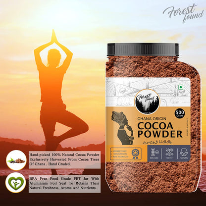 Forest Found 100% Pure Dark Cocoa Powder| Unsweetened Natural Dutch Process Cacao for Baking, Chocolate Making, Cakes & Smoothies | Rich Aroma, Keto Friendly & Vegan Cocoa Powder