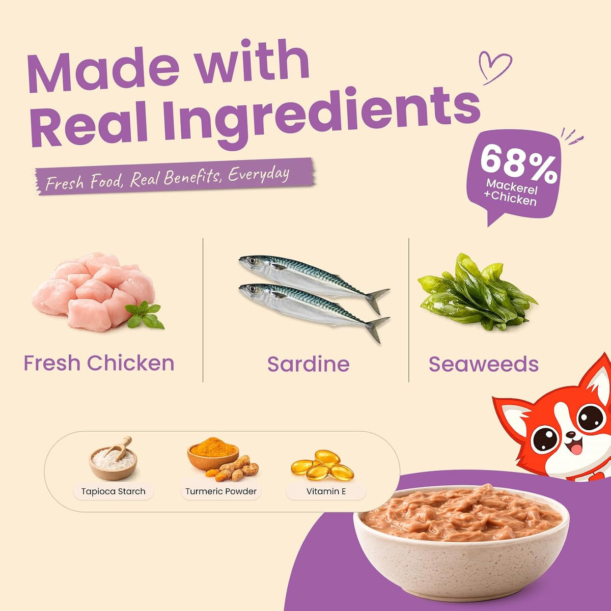 Nootie Nibblr Pur Gravy Sardine - Taurine-Enriched, High-Protein Meal Topper for Cat (170g)