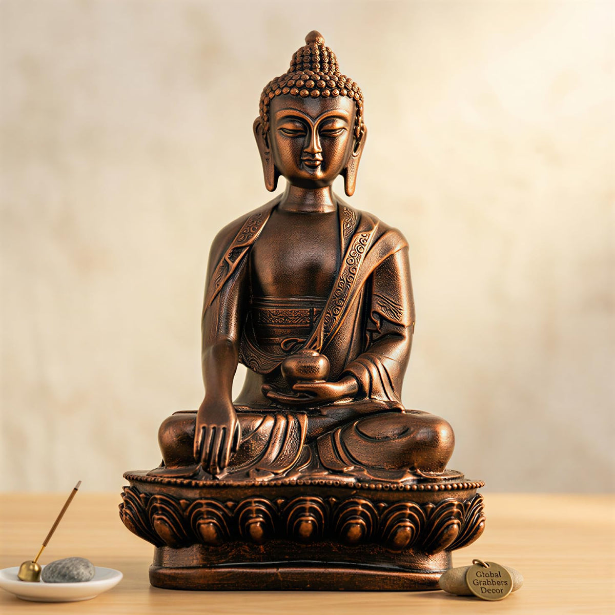 New Limited Edition Meditating Sitting Buddha Idol Statue showpiece Home Decor Decoration Items for Living Room and Gifts (Antique Copper-BS1)