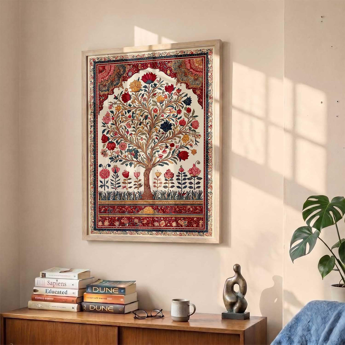 Living Room Bed Room Hotel Wall Decor | Decorative Indian Traditional Madhubani Wall Art Home Decor Painting poster With Frame | Digital Reprint (14X20 inch)