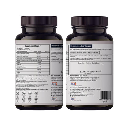 Miduty Vitamin ADK Multivitamin Contains Vitamin A - D3 - K1 - K2 Immunity Booster, Bone Strength, Healthy Heart Vitamin ADK Supplement For Men and Women - 30 Capsules
