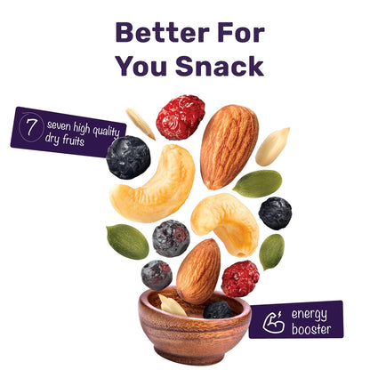 Farmley Trail Mix | 7 Superfood in 1 Mixes | Dry Fruits Contains Almonds, Cashews, Blueberries, Blackcurrant, Pumpkin & Sunflower Seeds 325g (Pack of 1)