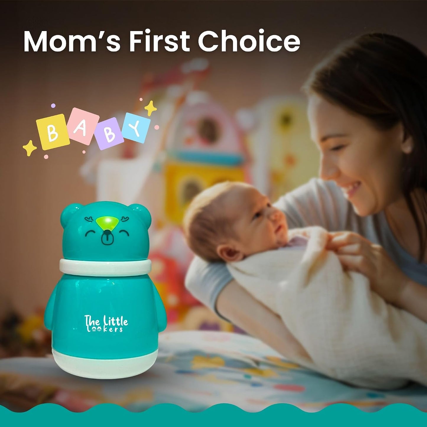 THE LITTLE LOOKERS Portable Baby Skin Care Baby Powder Puff With Box Holder Container For New Born & Kids For Baby Face & Body (Green)