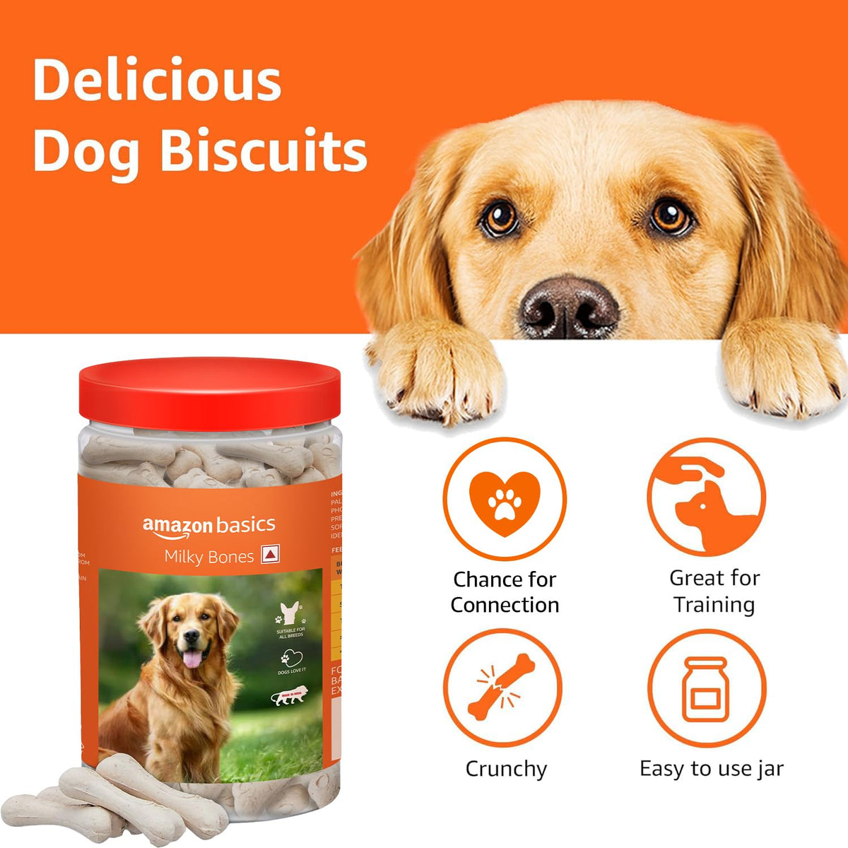 Amazon Basics Dog Calcium Bones | for All Breeds | Milky Bones | 800 g | All Life Stages