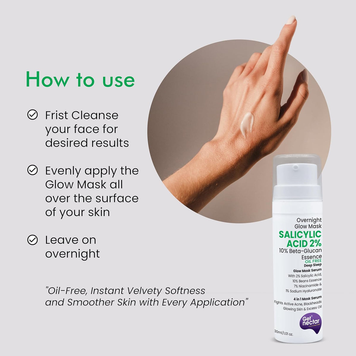 Salicylic Acid 2% skincare product with usage instructions on a white background