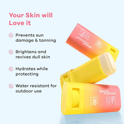 Earth Rhythm Rosy Ritual Glow Sunstick SPF 50 PA ++++ with Vitamin C & Carrot Extract.In Vivo Tested