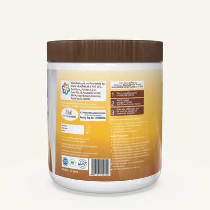Pro360 Hair Grow Nutritional Protein Supplement Powder for Healthy Hair, Glowing Skin & Nails - Enriched with Biotin and Green Apple Skin Extract for Men & Women - Chocolate Flavor 250g (Pack of 1)