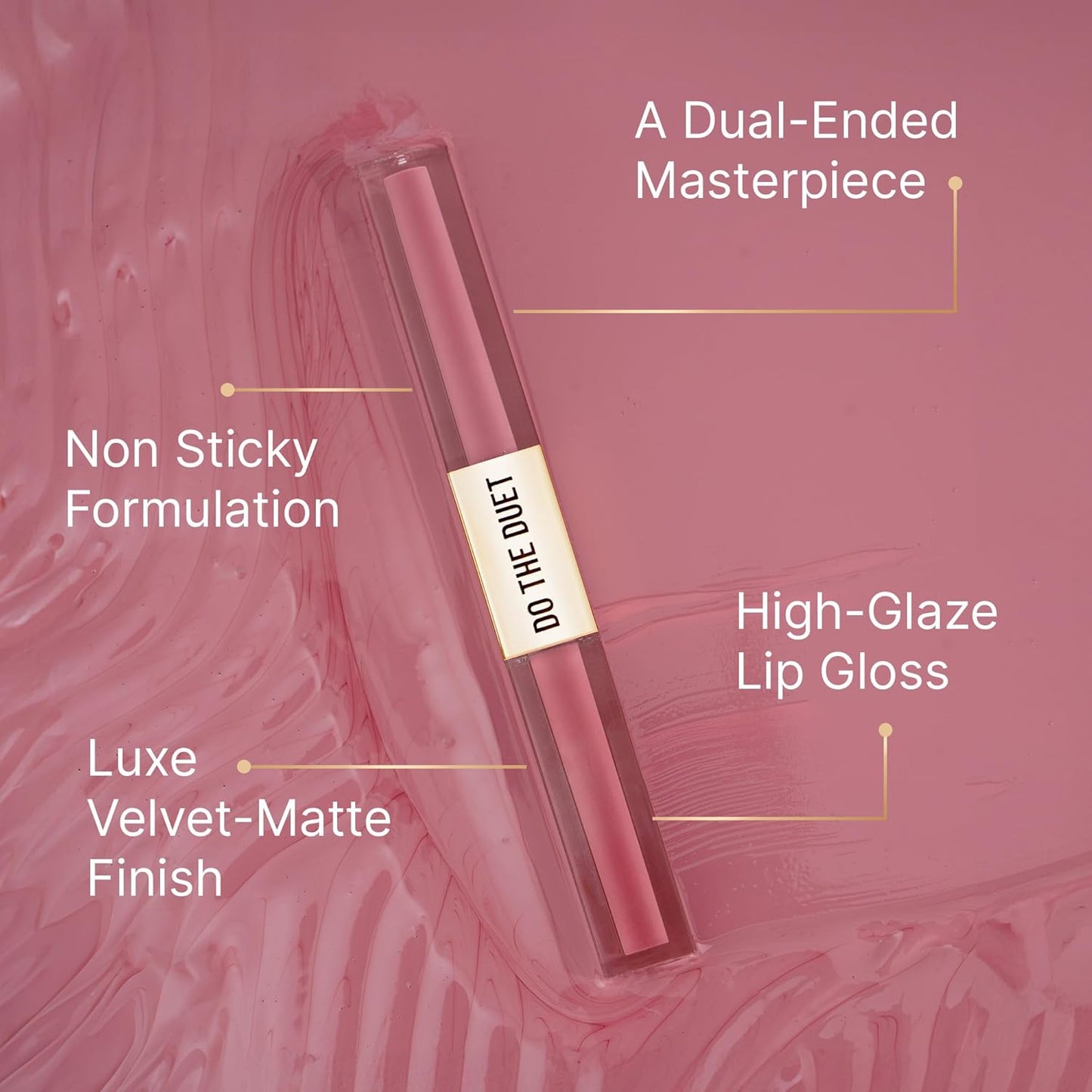 Swiss Beauty Select Do The Duet Lipstick | Matte Liquid Lipstick + Tinted Gloss | Infused with Vitamin E and Jojoba Oil | Shade-Lady Pink, 3ml |