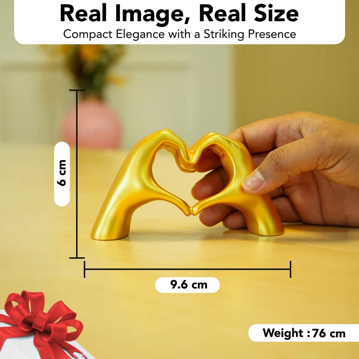 Nostrae Heart Shaped Love Hands Show Pieces for Home Decor Living Room Decorative Items | Cute Showpieces Gift Item for Decor | Modern Center Table Tv Showcase Shelf Office Interior Statue