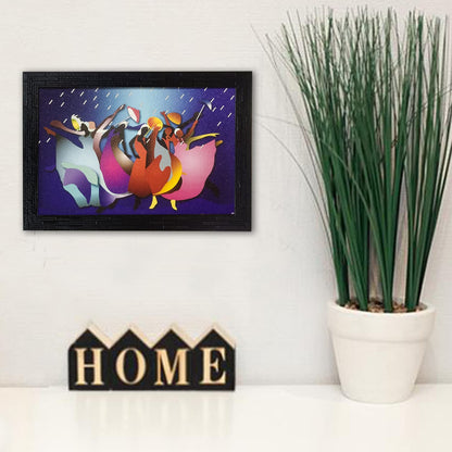 Wooden framed Modern Art Rain Painting | Ready to Hang- (Wooden Frame, Multicolor, 14 inch x 10 inch)