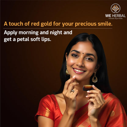 WE HERBAL Kumkumadi Lip Balm 8gm, Ayurvedic Lip Brightening & Lightening Balm for Dark Lips, Moisturising Lip Care with Shea Butter, Almond Oil & Kumkumadi Tailam, ChemicalFree