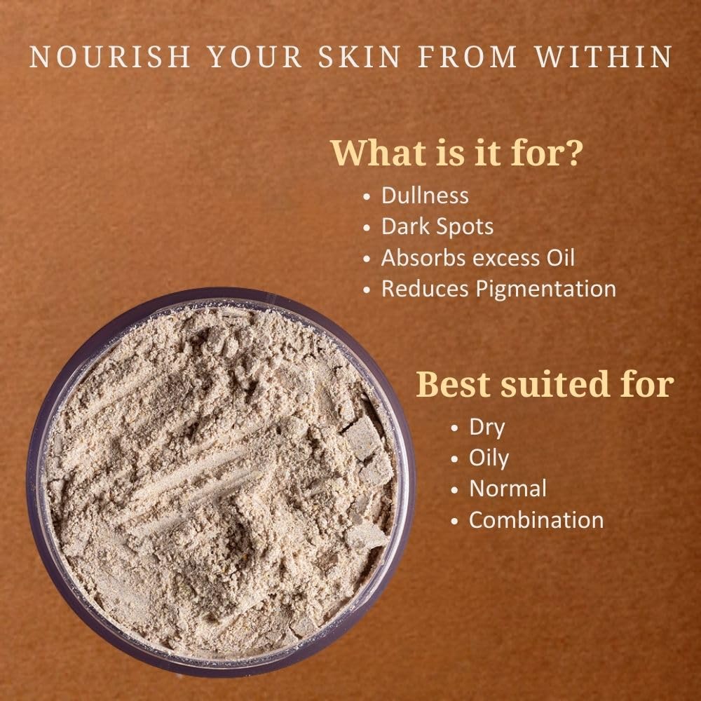 Svarasya Sumukha Ayurvedic Face Pack for Women | Ubtan Powder with Sandalwood, Licorice & Vetiver | For Oily & Blemished Skin | Glowing Skin, De-Tan, Pigmentation & Acne Scar Care | 100g