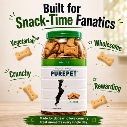 Purepet Dog Treats Biscuits for All Life Stages 800g Pack | 100% Vegetable Flavour | Active Behaviour | Oral Health | Training and Behaviour | Healthy Immune System