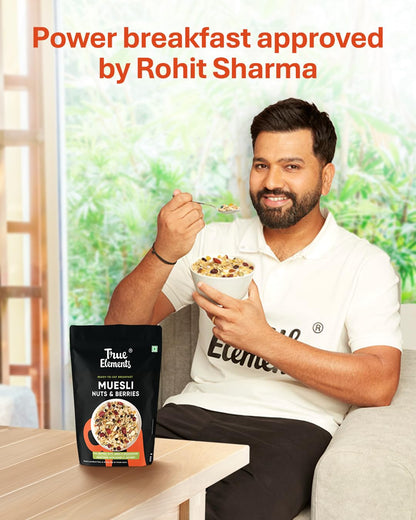 True Elements Muesli Nuts & Berries 700g - With 14% Millets, Almonds & Cranberries | Muesli Nuts Delight | Breakfast Cereal | 100% Wholegrain