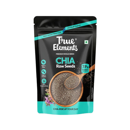 True Elements Raw Chia Seeds 500g - Dirt & Stone Free Premium Chia Seeds | 30 days pack | High Fibre & Plant Protein | Helps with Weight Management | Good for Summer Hydration | Super Seeds for Smoothies, Oats & summer Drinks