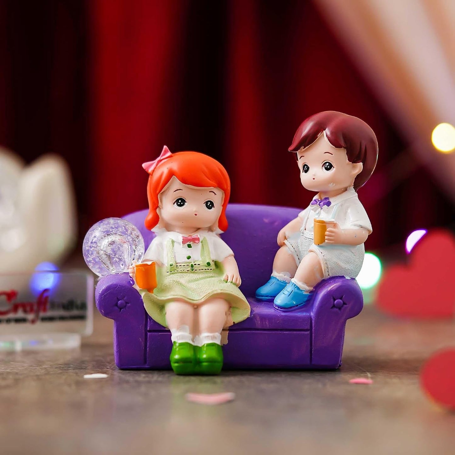 eCraftIndia Cute Romantic Couple Showpiece Sitting on Sofa | Anniversary Valentine Gift for Girlfriend Boyfriend Husband Wife Special Love Her Him | Valentine Day Decoration Items