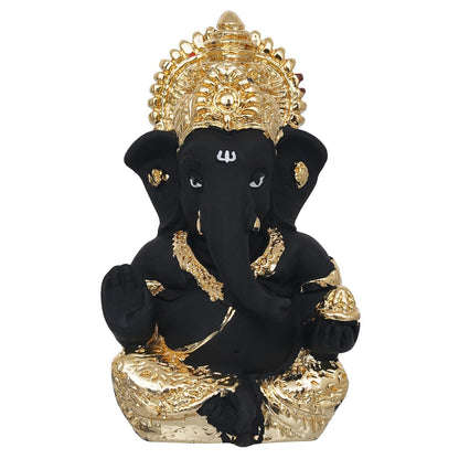 eCraftIndia Black & Golden Blessing Lord Ganesha Idol for Home, Temple, Pooja Room, Office, and Car Dashboard | Divine God Idol Perfect for Diwali, Ganesh Chaturthi, and Birthday Gift Giving