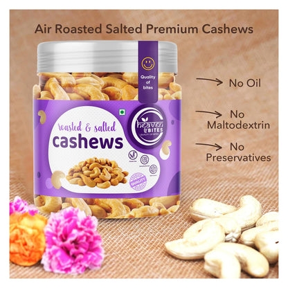 Heaven Bites Premium Roasted and Salted Cashews | Whole Kaju Dry Fruits Rich in Protein Fibre | Healthy Snacks | 100% Natural Cashew Nuts | Festive Snacking | Magnesium and Phosphorus | Crunchy & Delicious