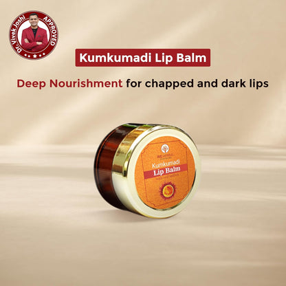 WE HERBAL Kumkumadi Lip Balm 8gm, Ayurvedic Lip Brightening & Lightening Balm for Dark Lips, Moisturising Lip Care with Shea Butter, Almond Oil & Kumkumadi Tailam, ChemicalFree