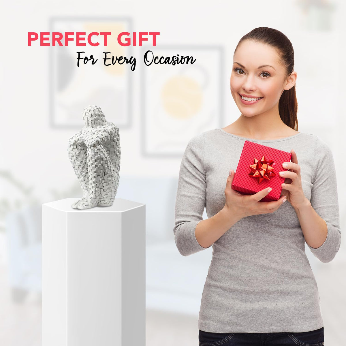 Nostrae Brick Man Show Pieces for Home Decor Living Room Decorative Items | Abstract Modern Showpieces Gift Item for Decoration | Tv Unit Showcase Shelf Office Interior Statue Figurines
