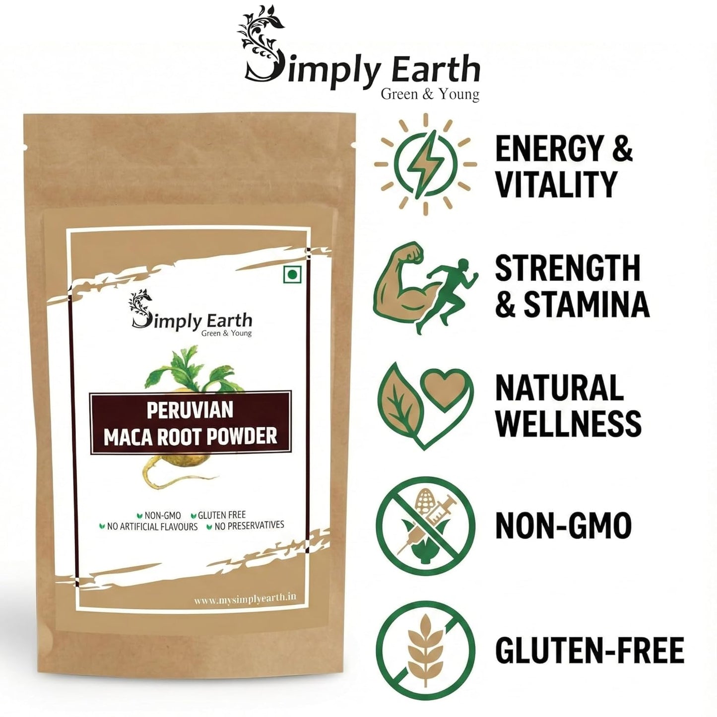 Simply Earth Peruvian Maca Root Powder | Boosts Energy and Immunity | Relieves Stress | Great for Men and Woman - In Different Packs (100GM)