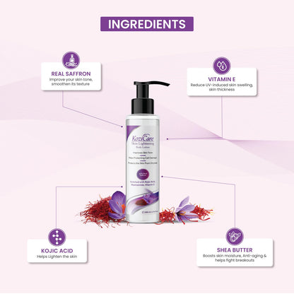 Kozicare Cream Saffron Body Lotion For All Skin Types | Shea Butter Body Lotion, Niacinamide & Kojic Acid Body Lotion | Reduce Dryness & Flakiness | Soft, Supple & Moisturize Skin - 200 Ml