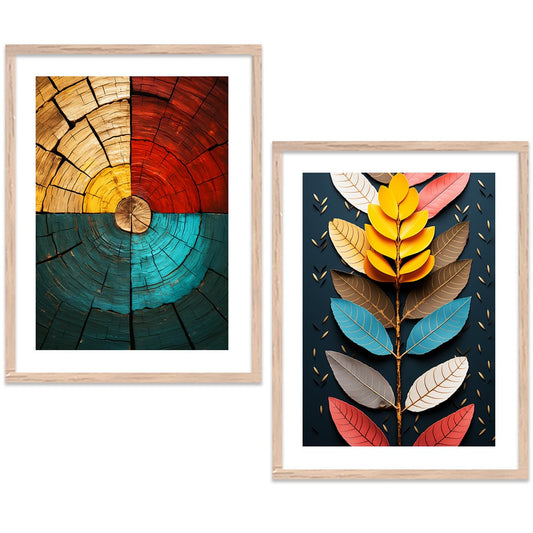 Aesthetic Modern Art Wall Paintings with Frame for Living Room Bedroom Office Wall Decoration - Home Decor Frames Set of 2 (Art 1, 10x13 inch)