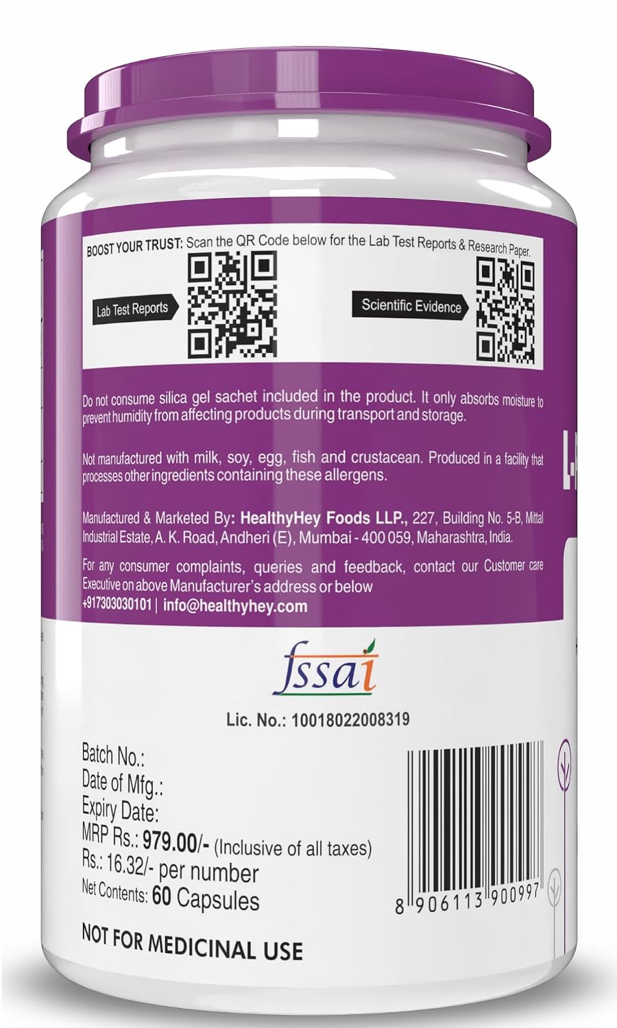 HealthyHey Nutrition L-Phenylalanine 60 Vegetarian Capsules - Gluten Free - Non GMO